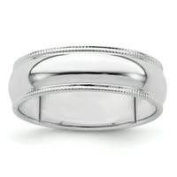Karat u Karatsu Sterling Silver širokopolo pola okrugle milgrain prsten veličine -8.5