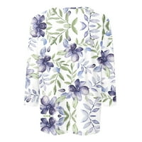 Apepal ženska tiskana posadna majica za bluze za bluze u rukavu Ležerne prilike, plastični modni vrhovi Purple 5xl
