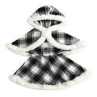 MA & Baby Kid Girgis Božićna haljina odijelo Plaid haljina bez rukava + kapuljač Cloak Festival za jesen
