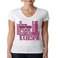 Divlji Bobby Svjesnost raka dojke Riječi ohrabrenja nevolje s rakom dojke Žene Junior Fit V-izrez Tee,