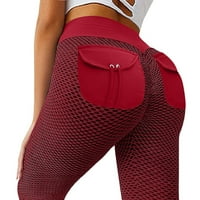 Puntoco žensko čišćenje joge hlače visoki struk tekući vezati hlače vježbanje gamaše joga hlače crveno