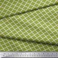 Soimoi Green Viscoza Šifon tkanina Quaterfoil Damask Ispisana zanatska tkanina od dvorišta široko