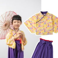 Djeca dječja dječja dječja proljetna ljetna cvjetna pamučna otisla kimono pidžamas kratkih kratkih kratkih kratkih rukava odijela za odjeću setovi za djecu za djecu za djecu