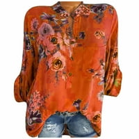 Usmixi ženske bluze i vrhovi Dressy Elbow-duljina V-izrez cvjetni ispis ljeto slatke košulje modni rever