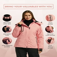 Želite Ženska zimska runo Skijaška jakna Vjetrootrni kaput za snijeg PARKA PINK S