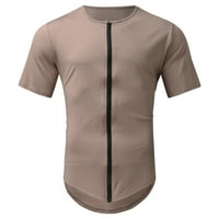 Wofedyo košulje za muškarce muški patentni patentni zatvarač bluza kratki rukav okrugli vrat na vrhu