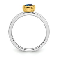 Sterling srebrna slaganja za zlato stvorena safir plava rujan draguljski prsten za veselje večnosti 9