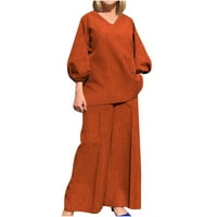 HOMenesgenics Dressy Bluze za žene Žensko ljeto odijelo modne čvrste boje pantalone s dugim rukavima