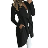Ženski kardigani lagani čvrsti boja modni čvrsti boju rever slim dugačak vjetrovska jakna