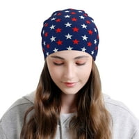 Crvene bijele zvijezde u plavoj Slouchy Beanie za žene Muškarci Stretch Sleep Hat Function Poklon Jesenska