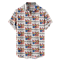 4. jula muške havajske majice SAD Nacionalna zastava grafički crtani 3D košulja ovratnik plus veličina