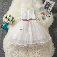 Tking modna dječja dječja djevojka čipka cvijeta princeza neto pređe performanse haljina bijela 90