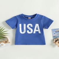 Toddler Boys vrhovi ljetni casual vrhovi kratki rukav O vrat pisma Ispis labave fit majice za dan nezavisnosti
