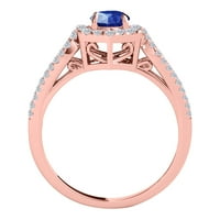 Mauli dragulji za angažovanje prstenova za žene 1. Carat Halo Sapphire i dijamantni pogled na more Pong-postajanje
