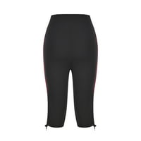 Ženske hlače kapri hlače obrezane jogger trkačke hlače salon labavi fit izvlačenje elastičnog struka sa bočnim džepovima crne s