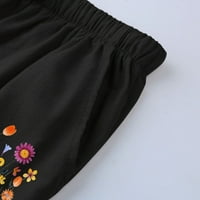 Simu ženski Štampanje casual labavih hlača sa džepovima Elastične visoke struke papirke hlače posteljine