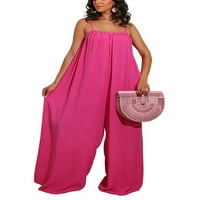 Voguele Dame Romans Solid Color JumpSuits bez rukava Ljetna harem hlača labave pantalone Rose Red XL