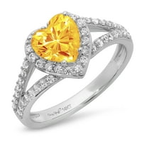 1. CT Sjajno srce Clear Simulirani dijamant 18k bijeli zlatni halo pasijans sa Accenting prstenom SZ