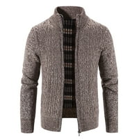 Symoidni muški kasuti i jakne - Zip up pleteni kardigan debeli džemper postolje za toplu kožu, topla