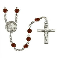 St. Bonaventure Srebrna krunica januar crvene vatre Polirane perle Crucifi Veličina medaljine šarm