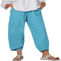 Dabuliu Women Ljeto Visoko struka pamučne platnene pantalone platne patlne hlače za žene vježbanje kapris za žene