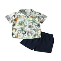 TODDLER Baby Boys Ljetne havajske majice Outfit Dugme s kratkim rukavima dolje majice + Ležerne gaćice