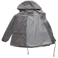Niuer Women Jackets Zip Up Ownewewher Tops Solid Color Hoodie Vodootporna kiša kaput dugi rukav sivi
