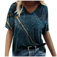 Ženska ljetna modna tee Novelty V izrez kratkih rukava odštampani mramorni labavi fit izlasci majica
