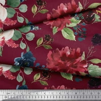 Soimoi crvena svilena tkanina od lišća i peony cvjetni tiskani tkaninski dvorište širom