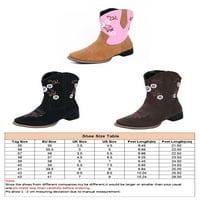 Crocowalk ženski casual kvadratni toe zapadni čizme na otvorenom niska peta Cowgirl Boot Retro vezena ružičasta 9