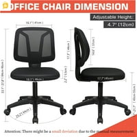 Kancelarija bez rukava Ergonomska okretna crna mala stolica za stol za malu računar Nema ruke sa lumbalnom