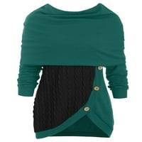 Žene Jumper vrhovi zimski topli džemper Dugi rukav Duge vintage pleteni džemperi rade zeleno l