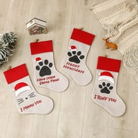 Veliki ljubimac božićne čarape Cat Paw šap otisak uzorak Burlap Viseće čarape Božićni ukrasi Poklon