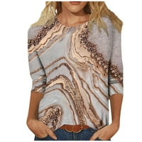 Ženske vrhove Dužine rukavi čipke V izrez Boja blok Dressy Tops Trendy šuplje cvjetne bluze T majice