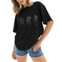 Trendne majice za žene crne ženske prevelike majice sa slobodnim prekrivanjem kratkih rukava, ljetna