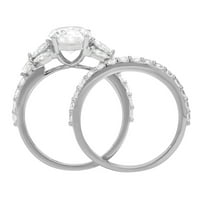3. CT okrugli rezan originalni kultivirani dijamant VS1-VS J-K 14K bijelo zlato Angažovanje vjenčanih mladenka Dizajnerska prstena BW set w Crystal Boide Stones veličine 10