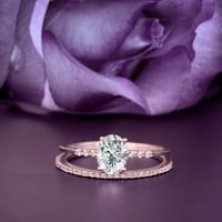 Bajka Deco 2. Carat ovalni rez dijamantski set za angažman, klasični vjenčani prsten u 10K čvrstih ruža