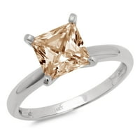 1. CT briljantna princeza Clear Simulirani dijamant 14k bijeli zlatni pasijans prsten sz 4,25