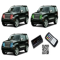 FlashTech LED RGB Multi Color Halo prstena za farove za fare za Jeep Liberty 08- sa COLORFUSE BLUETOOTH RF Remote & App