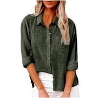 Floleo Trendi ženske vrhove plus majica Majica Labavi bluza Žene, pune boje V izrez dugih rukava Ležerne prilike, tunika sa džepom