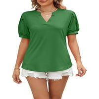 Aturuste ženske majice kratkih rukava Solid boja V-izrez Loose majice Ljeto casual tops Streetwear