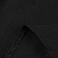 RUZIYOOG Ljetne haljine za modne žene Labavi V-izrez Ljeto Čvrsto kratki rukav pamuk i posteljina crna