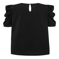Cindysus ženski šifon vrhovi V izrez Tunika Bluza So Širna boja Torki za majicu Tee Casual majica Black