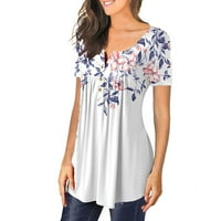 TEJIOJIO Ženski klirens za obuću Žene Ljeto tiskanje kratkih rukava O-izrez Labavi majica bluza