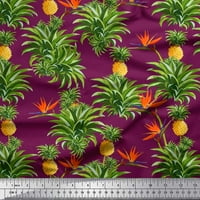 Soimoi pamučna kambrična tkanička listova, cvjetni i ananas plodovi Ispis tkanine sa širokim dvorištem