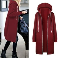 Zimski kaputi za žene topli patentni zatvarač Otvorene dukseve Dugi kaput jakna dugačak kaput vrhova