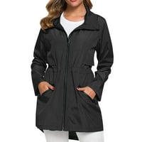 iopqo zimski kaput ženski kaputi dugi kabanice s kapuljačom vanjske lagane vjetrenjače za kišni jakna