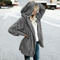 Zimske jakne žene plus veličine Ženski prevelirani otvoreni prednji kapuljač kaputičarski džepovi kardigan