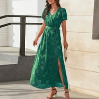 Ljetne haljine za žene Trendy okrugli dekolte otisnuta maxi dužina gležnja slobodno odijelo za kratke