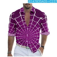 Button up bluze muške casual majice rever v izrez Duksevi s dugim rukavima Grafički novost 3D print